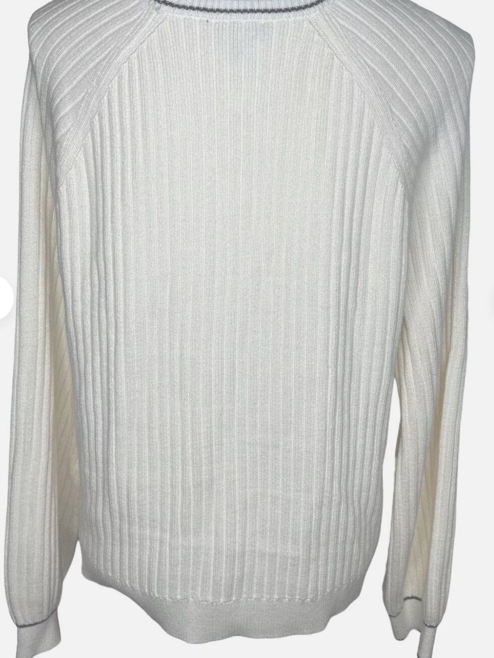 Talbots Ivory Pearl Button V-Neck cardigan W/ Black Stripe Trim SZ LP - Picture 6 of 16